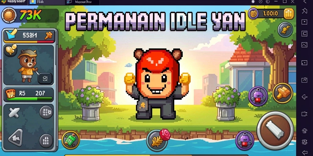 Tampilan gameplay 73K yang menarik dan penuh warna.
