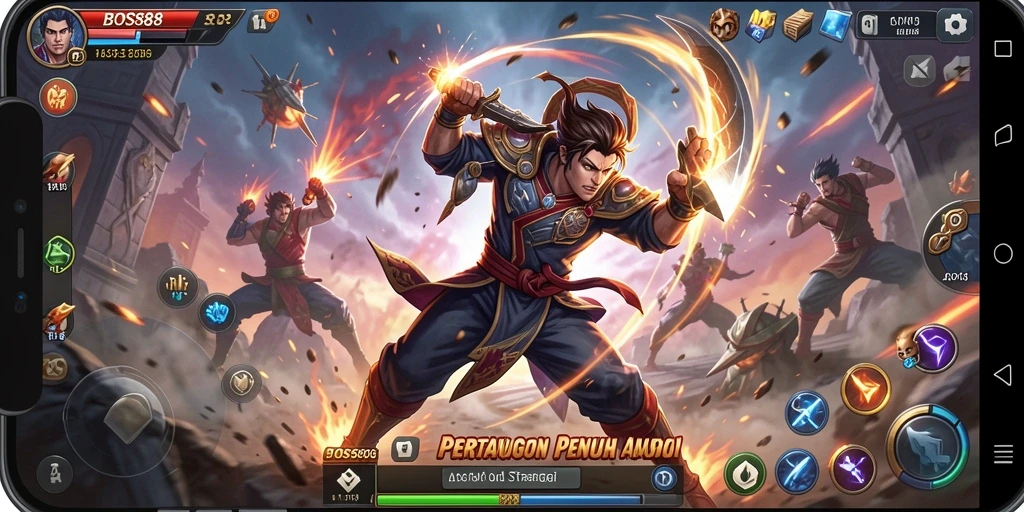 Tampilan aksi mendebarkan dalam gameplay Fighting BOS88.