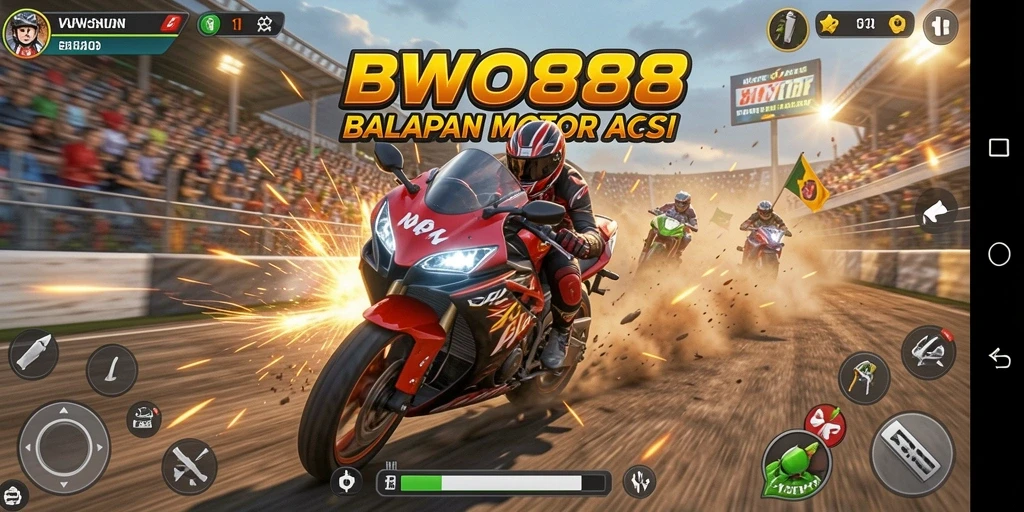 Screenshot BWO888 menampilkan aksi balapan motor yang mendebarkan.
