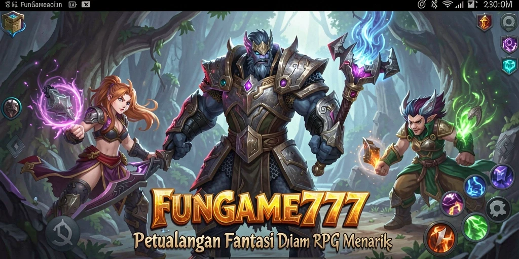 Tampilan gameplay RPG yang epik dan memukau dari FUNGAME777.