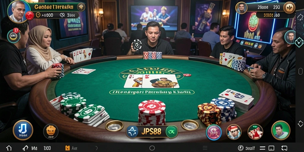 Tampilan gameplay Poker yang mendebarkan di JPS88.