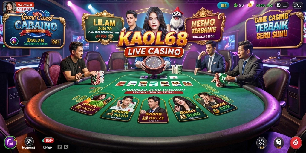 Tangkapan layar KAOL68 menampilkan dealer langsung dalam permainan Live Casino.