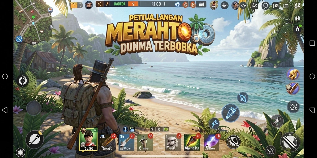 Screenshot gameplay MERAHTOTO menampilkan eksplorasi dunia terbuka yang menakjubkan.