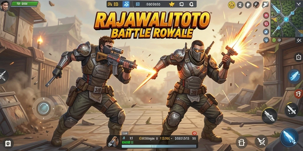 Screenshot gameplay RAJAWALITOTO menampilkan pertempuran intens dan strategi tim.