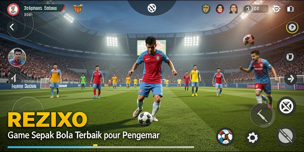 Tampilan gameplay menarik dari REZIXO dalam aksi sepak bola.