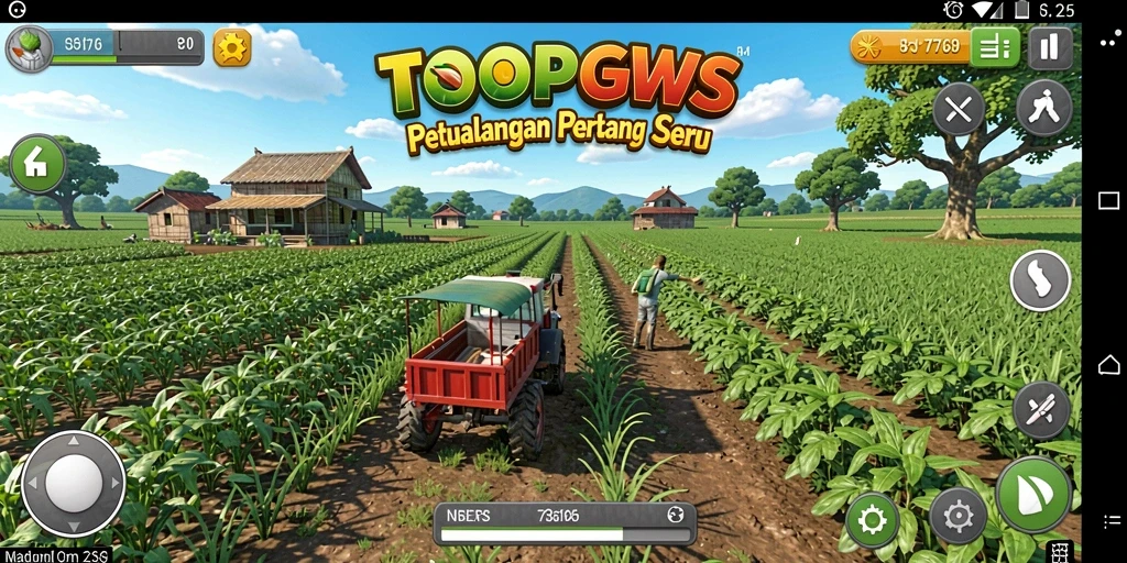 Screenshot gameplay TOOPGWS menampilkan petualangan bertani yang seru dan interaktif.